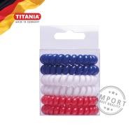 ราคา TITANIA ไททันย่า ยางมัดผมแบบเกลียว 5 ซม 6 ชิ้น สีน้ำเงิน สีขาว สีแดง (546136038)