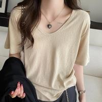 ราคา DODO เสื้อยืดคอวีสลาฟ แฟชั่นเสื้อผ้าผู้หญิง เสื้อยืด ขอบใหญ่ ผ้าสลาฟ คอวีและคอกลม ใส่สบาย ป้าย TOPSHOP 2672 Women Clothing ผู้หญิง (23644966622)