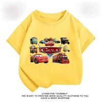ราคา เสื้อยืดผ้าฝ้ายแท้สำหรับเด็กผู้ชาย Lightning McQueen แขนสั้นเด็กเสื้อยืดการ์ตูน Cars (22627124388)