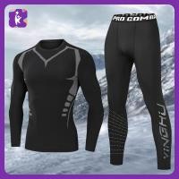 ราคา KEEP IT Mens ชุดออกกําลังกาย ชุดกางเกงรัดรูปแห้งเร็วสำหรับผู้ชาย ชุดฝึกวิ่งฟิตเนส บาสเกตบอลปีนเขา ชุดชั้นในกันหนาวกีฬา เซต2ชิ้น แขนยาว กางเกงขายาว quick drying suit (23469524135)