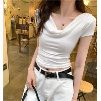 ราคา เสื้อยืดแขนสั้น เสื้อเปิดไหล่ 5สี4ไซส์ เสื้อครอปสำหลัผู้หญิง ปาดไหล่ สไตล์เกาหลี No 388 (23877508248)