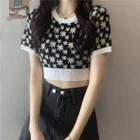 ราคา C C SHOP เสื้อครอปไหมพรม คอกลม แขนสั้น ลายดอกเดซี่ น่ารัก สไตส์เกาหลี (18697080246)