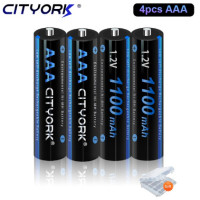 ราคา CITYORK 1 2V AAA AA ถ่านชาร์จ แบตเตอรี่แบบชาร์จไฟได้ 3000mah 1100mah กล่องเก็บของฟรี (22774286112)