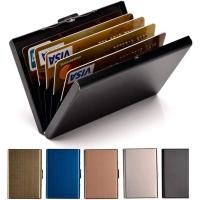ราคา กระเป๋าใส่บัตรเครดิตป้องกันสัญญาณ RFID สำหรับผู้ชายและผู้หญิงมี6ช่องกระเป๋าเงินใส่บัตรเครดิตโลหะสำหรับป้องกันการกระเป๋าใส่บัตรเครดิต (24313252456)