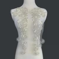 ราคา 1 คู่ 45 16 ซม ดอกไม้สีขาว Rhinestone หลอดลูกปัดเลื่อมเย็บปักถักร้อย Patch เสื้อท่อนบนลูกไม้ Applique เย็บบนแพทช์สําหรับชุด (24041237625)