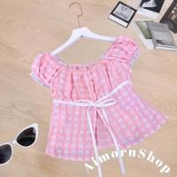 ราคา AimornShopp เสื้อครอปแขนตุ๊กตา ลายตาราง ทรงน่ารักมาก ผ้าดีเนื้อผ้านิ่มใส่สบาย (24024729219)