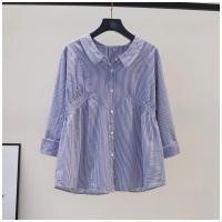 ราคา เสื้อเชิ้ตผู้หญิงแขนยาวลายทางสีฟ้าอ่อนเข้ารูป ทรงหลวม ทรงหลวม ฤดูใบไม้ร่วง 2024 เสื้อเชิ้ตผู้หญิงสไตล์เกาหลี (23463152202)