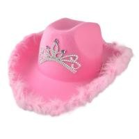 ราคา 2022 Western Style Pink Cowboy Hat Tiara Cowgirl Cap for Women Girl Tiara Cowgirl Hat Cowboy Cap Birthday Costume Party Hat (16461432921)