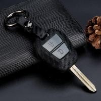 ราคา เคสกุญแจรถยนต์คาร์บอนไฟเบอร์เคสกุญแจรถยนต์ TPU ซิลิโคนครอบรีโมตสีดำสำหรับ Isuzu DMAX D MAX Mu X 2 5มี2ปุ่ม (11656761533)