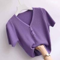 ราคา เสื้อเชิ้ตคอวีแขนสั้นผ้ากำมะหยี่สไตล์เกาหลีสำหรับใส่ทำงานในฤดูใบไม้ร่วงและฤดูใบไม้ผลิ เสื้อเชิ้ตคอกลมแขนยาวสำหรับใส่ในฤดูหนาว เสื้อเชิ้ตแขนยาว (24535635040)