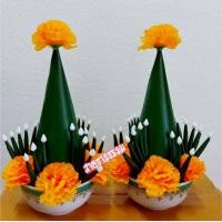 ราคา บายศรีปากชาม บายศรีคู่ใหญ่ สวยที่สุด ราคาโรงงาน ราคาต่อ 1 คู่ ทำจากผ้าสีเขียว งานจริงสวยมาก บายศรี ใบสี บายศรีเทพ พรหม ไหว้เจ้าที่ (4898832753)