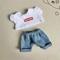 ราคา 17cm Labubu Plush Dolls Clothes vinyl baby doll clothes cute khaki pants supreme set sitting party clothes (23669130096)