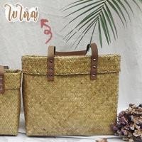 ราคา BBS ถูกที่สุด กระเป๋าสานกระจูดทรงเหลี่ยมพับปากรักษ์โลก สายหนังPU สีธรรมชาติ น่ารัก คลูๆ มี2ขนาดให้เลือก (4498094305)