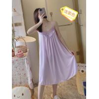 ราคา Ladies Women Long Silk Satin Night Dress Sleeveless Nighties Nightgown Nightdress Lace Sleepwear Nightwear Loungewear For Women (24314320614)