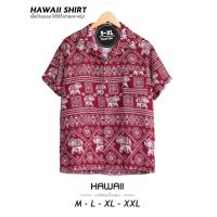 ราคา ส่งเร็วจากไทย ลายช้างแสตมป์ เสื้อเชิ้ต เสื้อฮาวาย อก 40 46 นิ้ว ผ้าไหมเรยอน (19139652612)