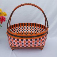 ราคา กระเช้าสานเส้นพลาสติก ตะกร้าสานเส้นพลาสติก ตระกร้าสานเส้นพลาสติก ทรงวงรี ที่จับโครงลวดขนาดใหญ่ และเล็ก (24315663650)