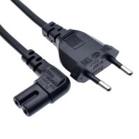 ราคา สายไฟ Right angled EU Euro AC power cord cable lead EU 2 prong 2pin to figure 8 C7 for TVPrintersCamerasPS4PS3 etc (9614070062)