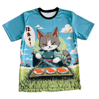 ราคา ลายใหม่ เสื้อยืดลายแมวซามูไรกินซูชิสุดเท่ (24539892354)