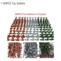 ราคา 100 ชิ้น เซ็ตทหารพลาสติกของเล่นทหารทหารตัวเลขของเล่นรุ่นสามารถย้ายของเล่นเด็ก (999944308)