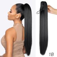 ราคา คลิปหนีบผมหางม้าแบบตรงสำหรับผู้หญิงต่อผมคลิปผมหางม้าผมสังเคราะห์ขนาด24นิ้วสำหรับแฮร์พีชผมหางม้า (21004703907)