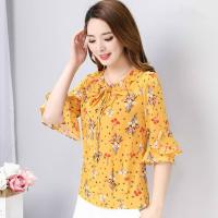 ราคา เสื้อชีฟองใหม่คลุมหน้าท้องเสื้อเชิ้ตตัวเล็กสตรีขนาดพิเศษอารมณ์เสื้อลายดอกไม้เล็กๆอินเทรนด์ (23520216361)