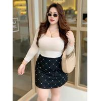 ราคา เสื้อเรย่อนคอเหลี่ยมแขนยาวสาวอวบ อก 36 46 (23914302201)