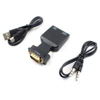 ราคา ขายดี 1080P VGA to HDMI Video Converter Adapter with Mini USB Power Cable 3 5mm Audio Cable vga2hdmi for HDTV DVD PC (24442725420)