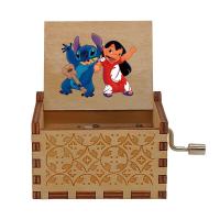 ราคา Disney Stitch Music Box น่ารักการ์ตูนไม้ Vintage Hand Cranked Musical Box เด็กนําเสนอของขวัญวันเกิดคริสต์มาส (23885460542)