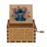 ราคา Disney Stitch Music Box น่ารักการ์ตูนไม้ Vintage Hand Cranked Musical Box เด็กนําเสนอของขวัญวันเกิดคริสต์มาส (23885460543)