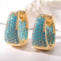 ราคา ดอกไม้อินเทรนด์รอบ Blue Turquoise ต่างหูผู้หญิง U รูปโลหะหินหูอุปกรณ์เสริมเทศกาลเครื่องประดับของขวัญ ZAKOL (23688759904)