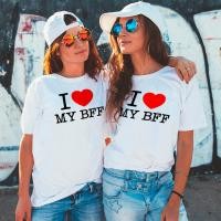 ราคา Women T Shirt Bestie Tee I Love My Bff Heart Print Tops Sister Tshirts Best Friend T Shirts Fashion Girls Short Sleeve Summer (22672220891)