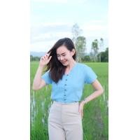 ราคา เสื้อคอวี ผ้าฝ้ายเสื้อพื้นเมือง สีพื้นคอวี (16286633136)