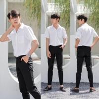ราคา เสื้อนักศึกษาแขนสั้นชาย รอบอก36 56 ผ้าดิบ ผ้าไมโคร ผ้านิ่มขาวนวล ขาวสว่าง (21394360607)