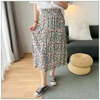 ราคา กระโปรงทรงเอเอวสูงพิมพ์ลายดอกไม้ เอวยางยืด สไตล์เกาหลี ไซส์ใหญ่ กระโปรงทรงเอทรงเอเอวสูงสำหรับผู้หญิงไซส์ใหญ่ (24443558891)