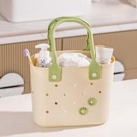 ราคา Ladies waterproof beach bag DIY hole tote bag bathroom storage bag (23293421956)