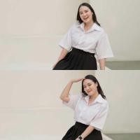 ราคา เสื้อนักศึกษาทรงบอย ทรงบอยสาวอวบ ไม่เข้ารูปทรงผู้ชาย Sz 36 56 (22876914662)