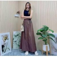 ราคา กระโปรงยีนส์ทรงบานยาว 100ZQ สม็อคหลังกระเป๋าสองข้าง แต่งกระดุมหน้า (24330847084)