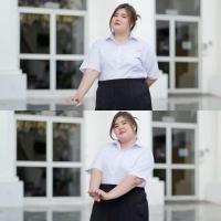 ราคา เสื้อนักศึกษาทรงบอย ทรงบอยสาวอวบ ไม่เข้ารูปทรงผู้ชาย Sz 36 56 (22876914671)