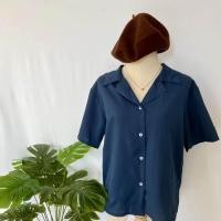 ราคา เสื้อเชิ้ต เสื้อเชิ้ตหญิง เสื้อเชิ้ตสีพื้น สีขาว ชมพู ครีม แมทส์ง่าย เสื้อเชิ้ตแขนสั้น คอปก เสื้อเชิ้ตวินเทจ (14994249786)