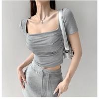 ราคา Korean Dress เสื้อยืดผู้หญิง เสื้อยืดครอป เสื้อรัดรูป เสื้อยืดคอเหลี่ยมโชว์สะดือ เสื้อเซ็กซี่สาวฮอต (24011697669)