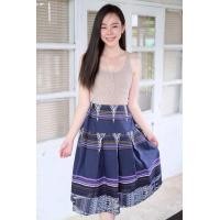 ราคา กระโปรงผ้าฝ้ายพิมพ์ลายจีบทวิส เอวยางยืด (24473703122)
