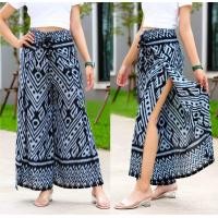 ราคา กางเกงผูกสี่สาย กางเกงขายาว งานผ้าผลิตในไทย กางเกงลายช้าง ผ่าข้าง แหวกข้าง โบฮีเมียน เรยอน ฟรีไซส์ (22679525440)
