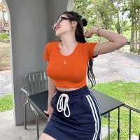 ราคา MesubShop เสื้อครอป คอกลมแขนสั้้น ผ้าเรย่อน ปักโลโก้ผ้ายืดเยอะมาก สาวอวบใส่ได้ ใส่แล้วพรางหุ่น รุ่น ครอปSPN (22361827989)
