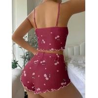 ราคา ชุดเซ็ท 2 ชิ้น เสื้อสายเดี่ยวลายเชอรี่ พร้อมกางเกงขาสั้น ชุดนอนเซ็กซี่ มี3สีให้เลือก ดำ ขาว แดง (23772948209)