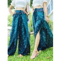 ราคา กางเกงผูกสี่สาย กางเกงขายาว งานผ้าผลิตในไทย กางเกงลายช้าง ผ่าข้าง แหวกข้าง โบฮีเมียน เรยอน ฟรีไซส์ (24293233712)