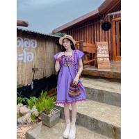 ราคา ชุดดอย ชุดพื้นเมือง เดรสกลาง สีสวยๆ แบบเดรส ยาว 35 นิ้ว ใส่คลุมท้อง ใส่เที่ยวฤดูหนาว ใส่แอ่วเหนือ (22537523605)