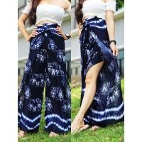 ราคา กางเกงผูกสี่สาย กางเกงขายาว งานผ้าผลิตในไทย กางเกงลายช้าง ผ่าข้าง แหวกข้าง โบฮีเมียน เรยอน ฟรีไซส์ (22679525425)