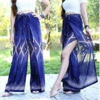 ราคา กางเกงผูกสี่สาย กางเกงขายาว งานผ้าผลิตในไทย กางเกงลายช้าง ผ่าข้าง แหวกข้าง โบฮีเมียน เรยอน ฟรีไซส์ (23961630846)