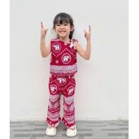 ราคา ชุดช้างเด็กผู้หญิง เสื้อปาดไหล่ กางเกงขาม้า ผ้าไหมอิตาลีเย็นสบาย (23987915141)