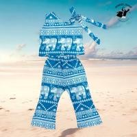 ราคา ชุดช้างเด็กผู้หญิง เสื้อปาดไหล่ กางเกงขาม้า ผ้าไหมอิตาลีเย็นสบาย (23987915153)